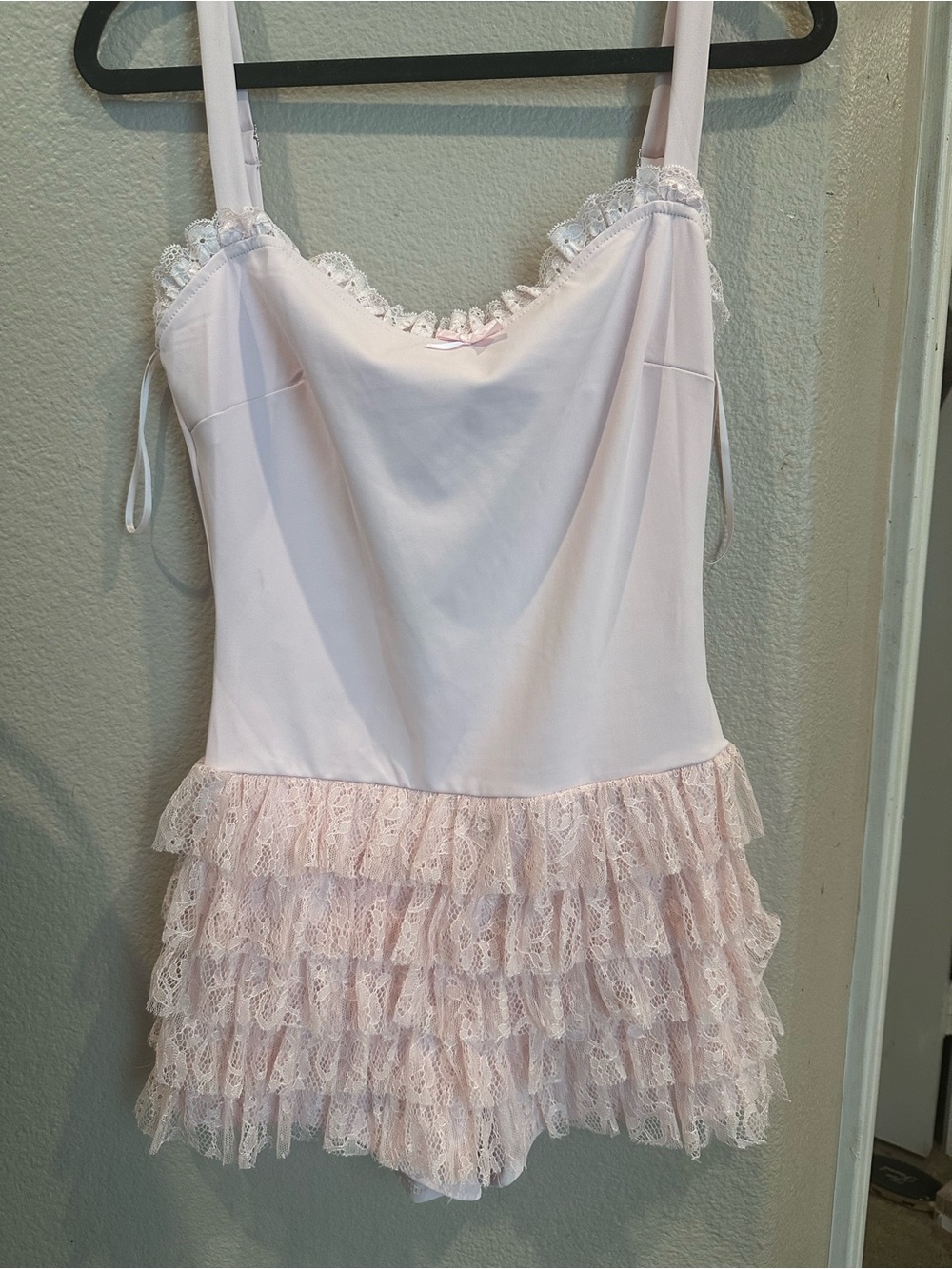 Delicate Lace Ruffle romper- Light Pink super cute
